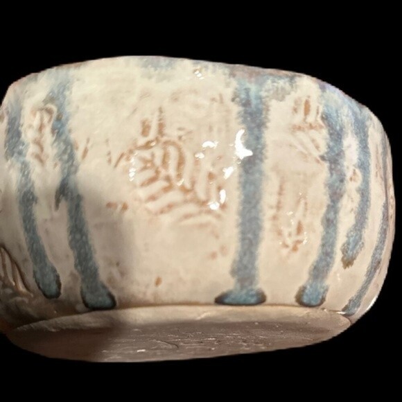 Vintage Pottery Drip Glazed With A Leaf Pattern Design &‎ Artist Signed - Picture 3 of 11